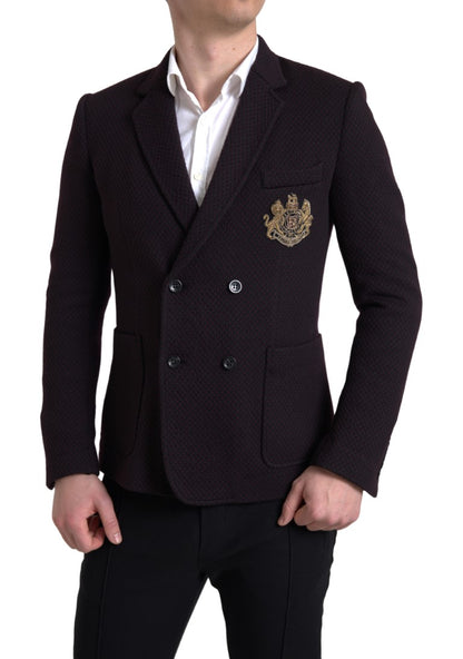 Dolce & Gabbana Men's Black Logo Embroidery Double Breasted Blazer