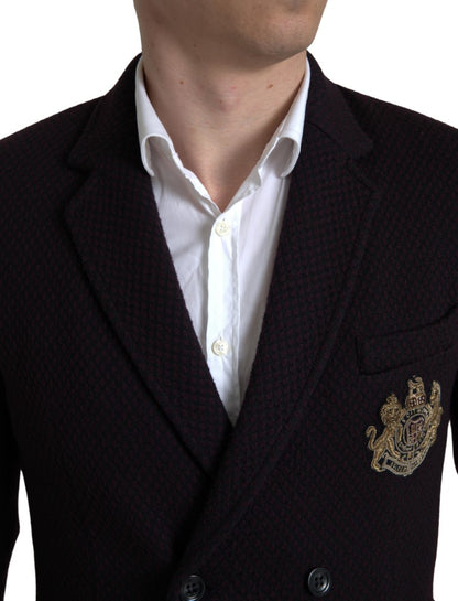 Dolce & Gabbana Men's Black Logo Embroidery Double Breasted Blazer