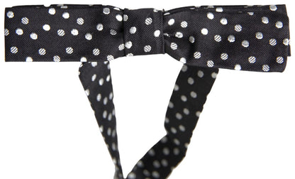Black Polka Dot Silk Adjustable Men Neck Papillon Bow Tie