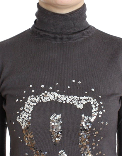 Brown turtleneck cotton sweater