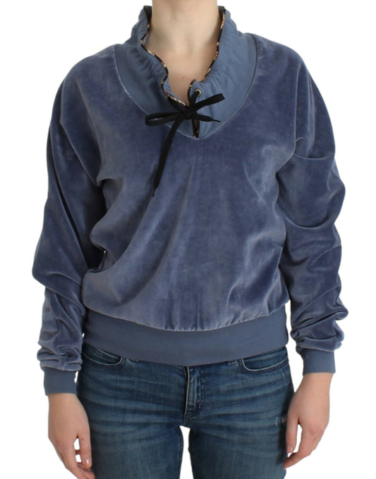 Cavalli Women's Blue velvet cotton sweater