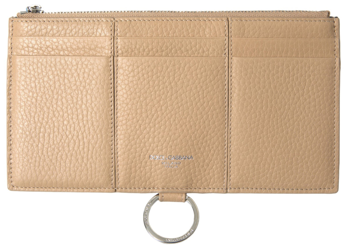 Dolce & Gabbana Leather Cardholder Wallet - Beige