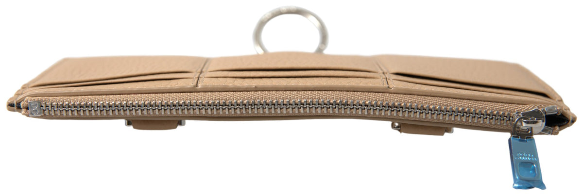 Dolce & Gabbana Leather Cardholder Wallet - Beige