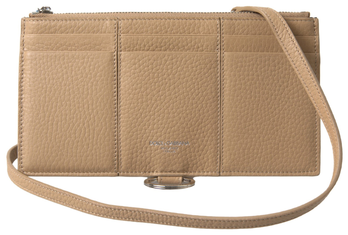 Dolce & Gabbana Leather Cardholder Wallet - Beige
