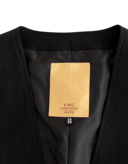 Black striped cotton casual vest