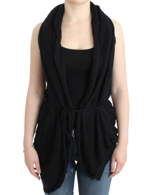 Costume National Women's Black sleeveless knitted cardigan