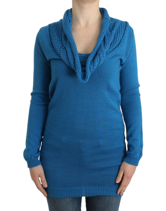 Costume National Women's Blue knitted scoopneck sweater