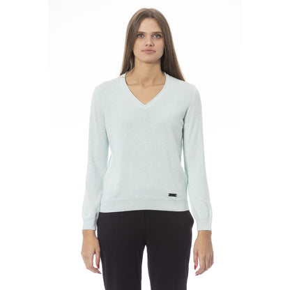 Baldinini Trend Women's Light Blue Polyamide V-neck Sweater