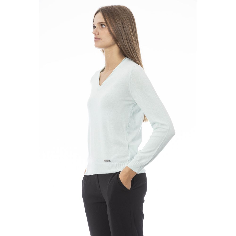 Baldinini Trend Women's Light Blue Polyamide V-neck Sweater