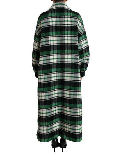 Dolce & Gabbana Women's Elegant Green Plaid Long Coat
