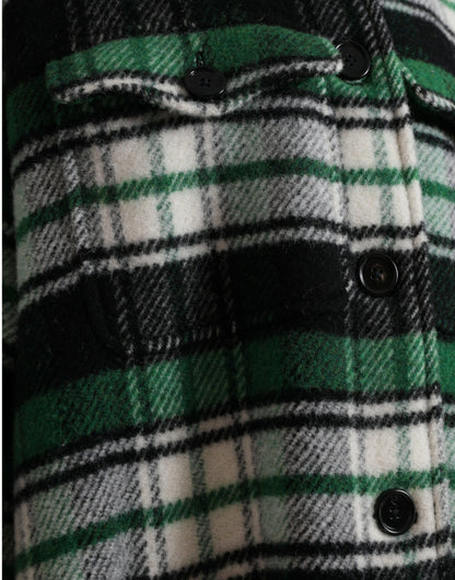 Dolce & Gabbana Women's Elegant Green Plaid Long Coat