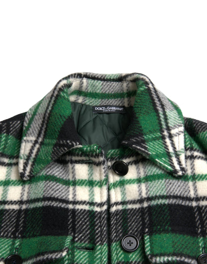 Dolce & Gabbana Women's Elegant Green Plaid Long Coat