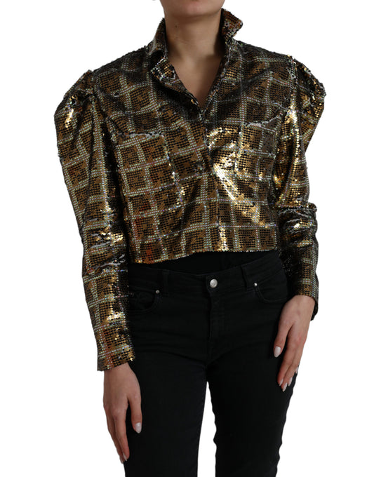 Dolce & Gabbana Women's Multicolor Polyester Sequined Cropped Jacket