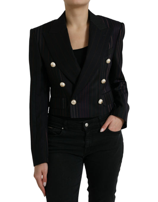 Dolce & Gabbana Women's Black Striped SICILIA Double Breasted Jacket