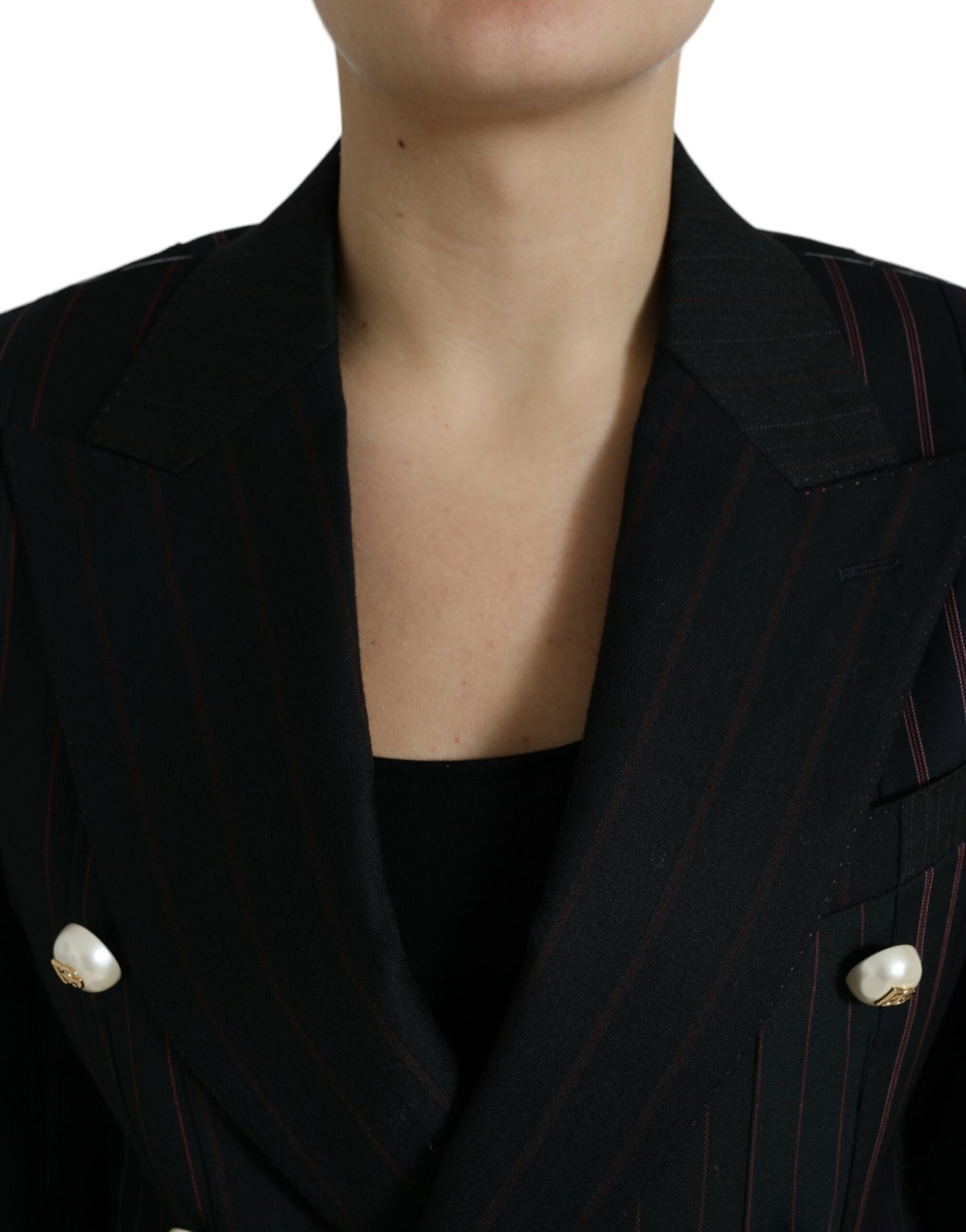 Dolce & Gabbana Women's Black Striped SICILIA Double Breasted Jacket