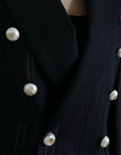 Dolce & Gabbana Women's Black Striped SICILIA Double Breasted Jacket