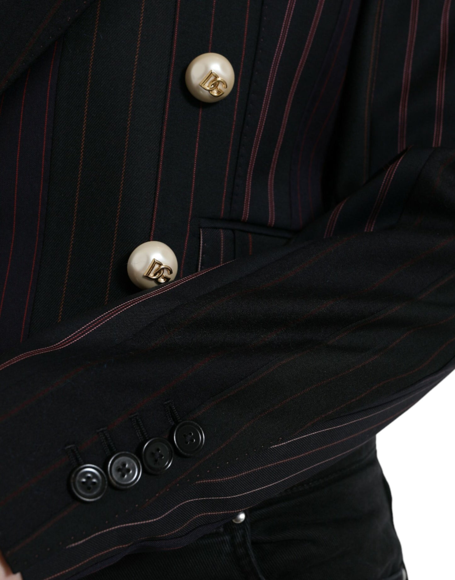 Dolce & Gabbana Women's Black Striped SICILIA Double Breasted Jacket