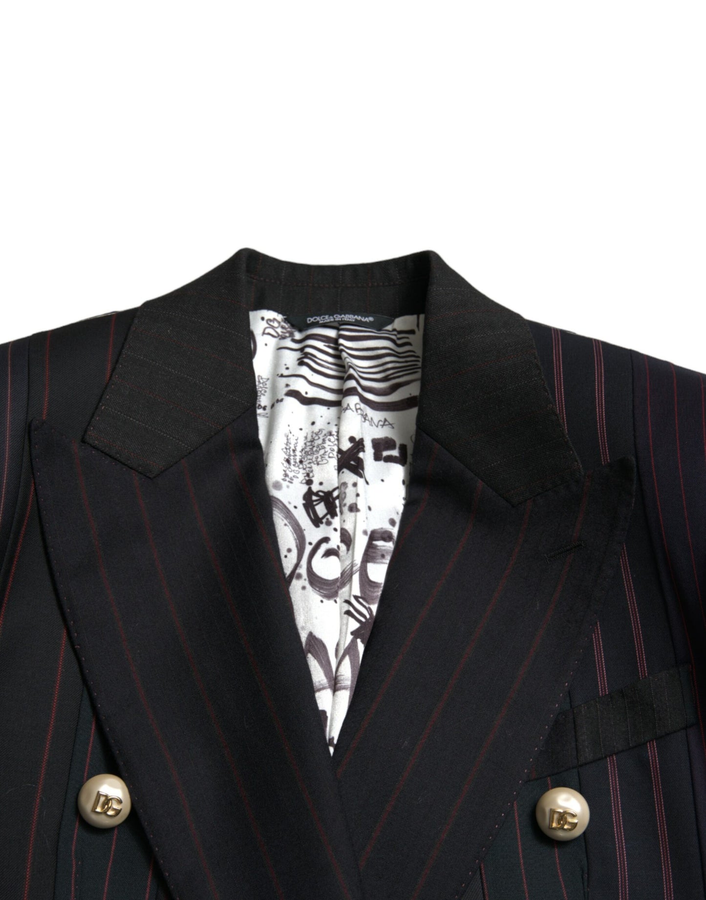 Dolce & Gabbana Women's Black Striped SICILIA Double Breasted Jacket