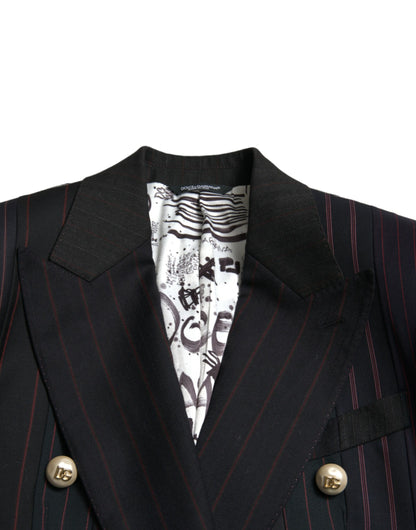 Dolce & Gabbana Women's Black Striped SICILIA Double Breasted Jacket