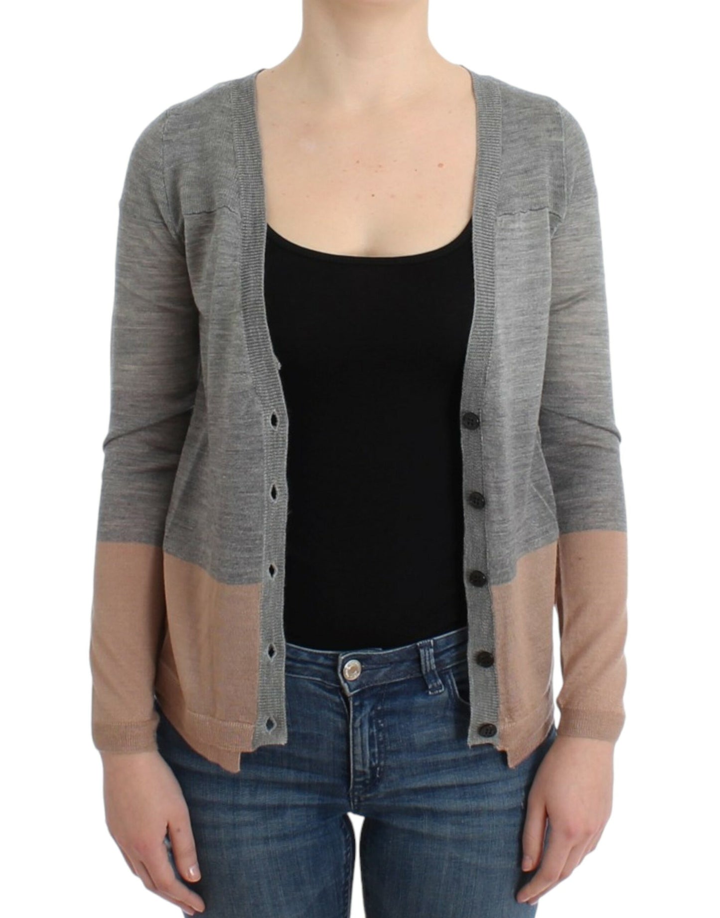 Costume National Women's Grey & Beige Lightweight Cardigan