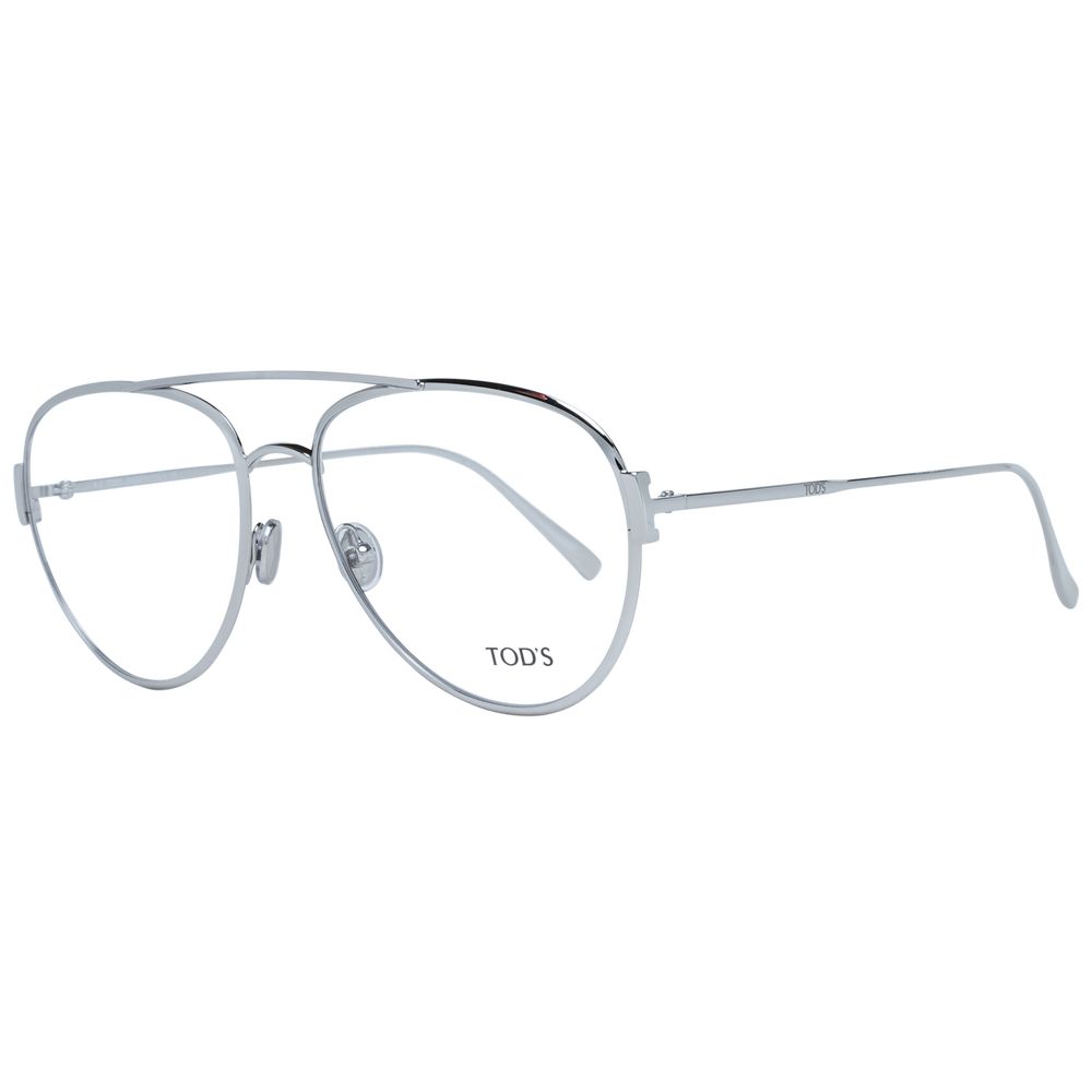 Eyeglasses Frames by Tod's for women in metal silver features an refined silhouette, showcasing a sophisticated silver coloured frame and refined full-frame frame design for a refined look.