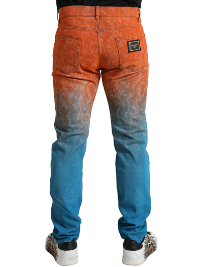 Dolce & Gabbana Multicolor Ombre Cotton Slim Fit Denim Jeans