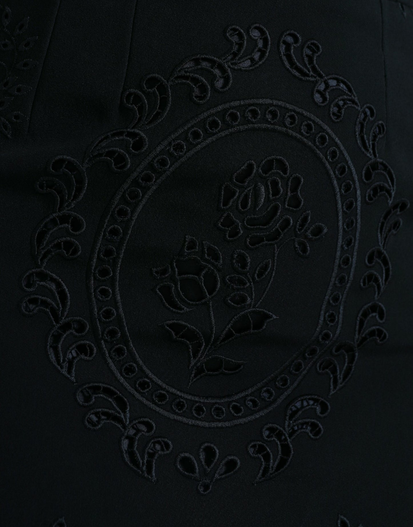 Dolce & Gabbana Black Floral Lace Bodycon Midi Dress