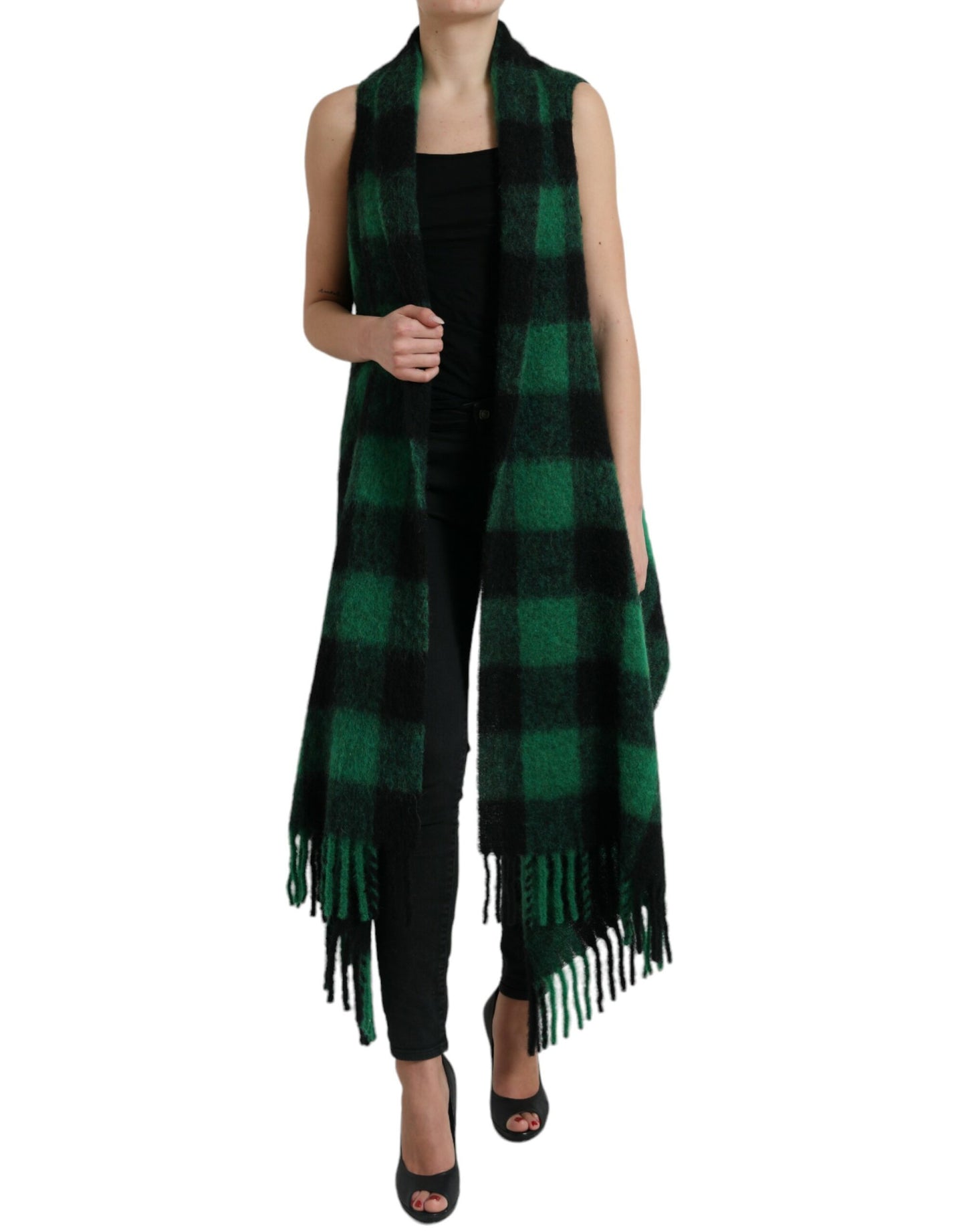 Dolce & Gabbana Women's Elegant Checkered Poncho Jacket