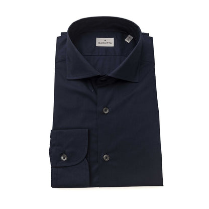 Bagutta Blue Cotton Men Slim Shirt