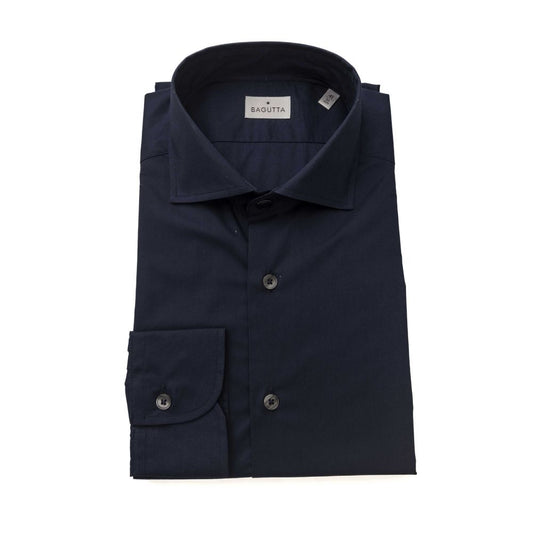 Bagutta Blue Cotton Men Slim Shirt