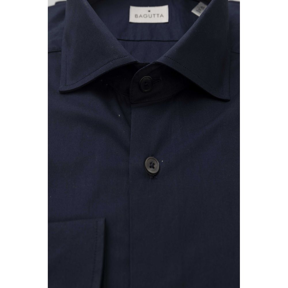 Bagutta Blue Cotton Men Slim Shirt