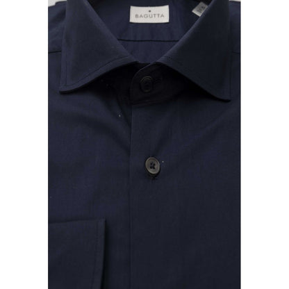 Bagutta Blue Cotton Men Slim Shirt