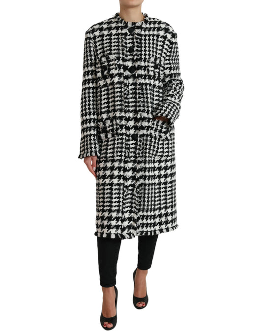 Dolce & Gabbana Women's Elegant Houndstooth Long Trench Coat