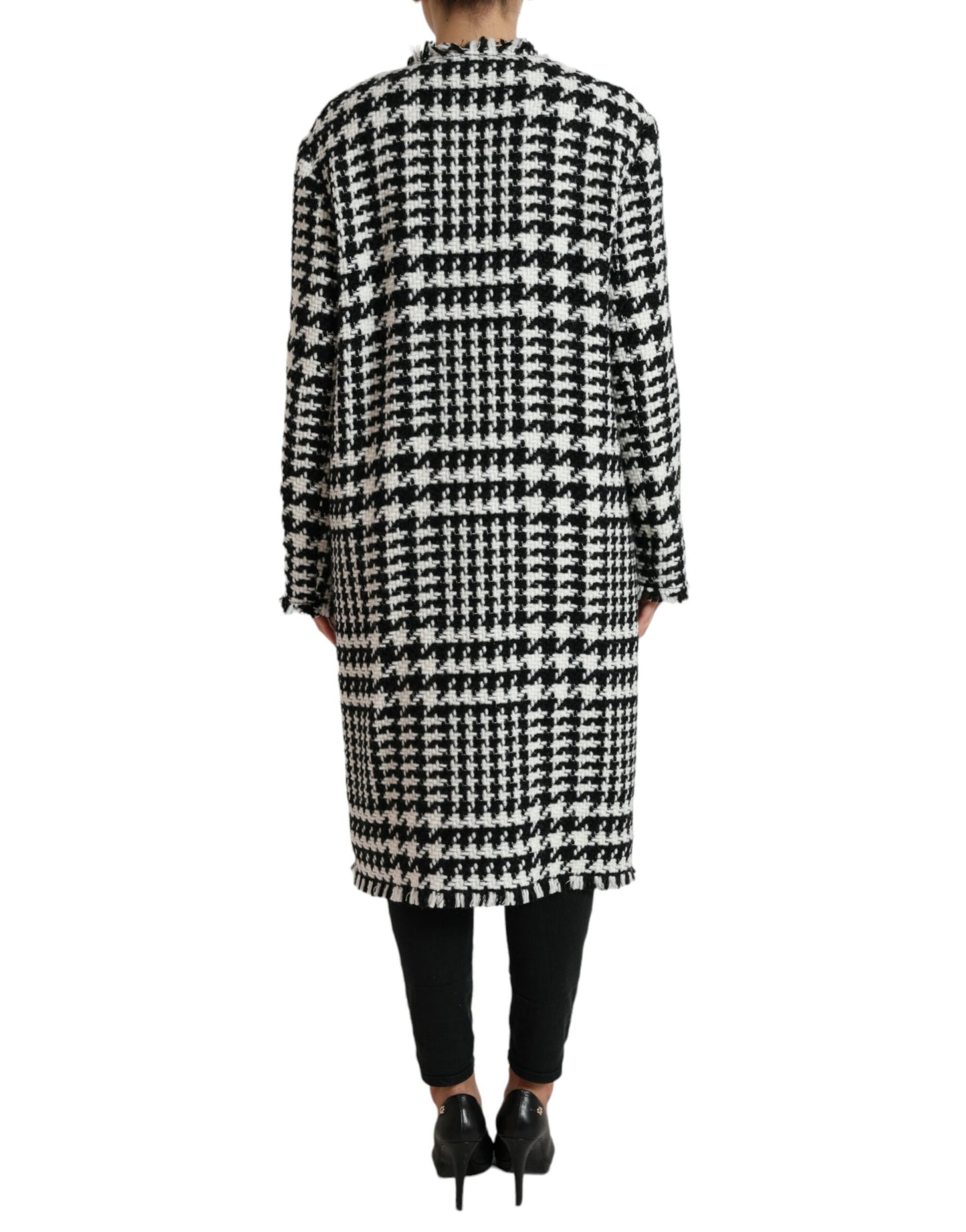 Dolce & Gabbana Women's Elegant Houndstooth Long Trench Coat