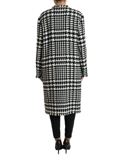 Dolce & Gabbana Women's Elegant Houndstooth Long Trench Coat