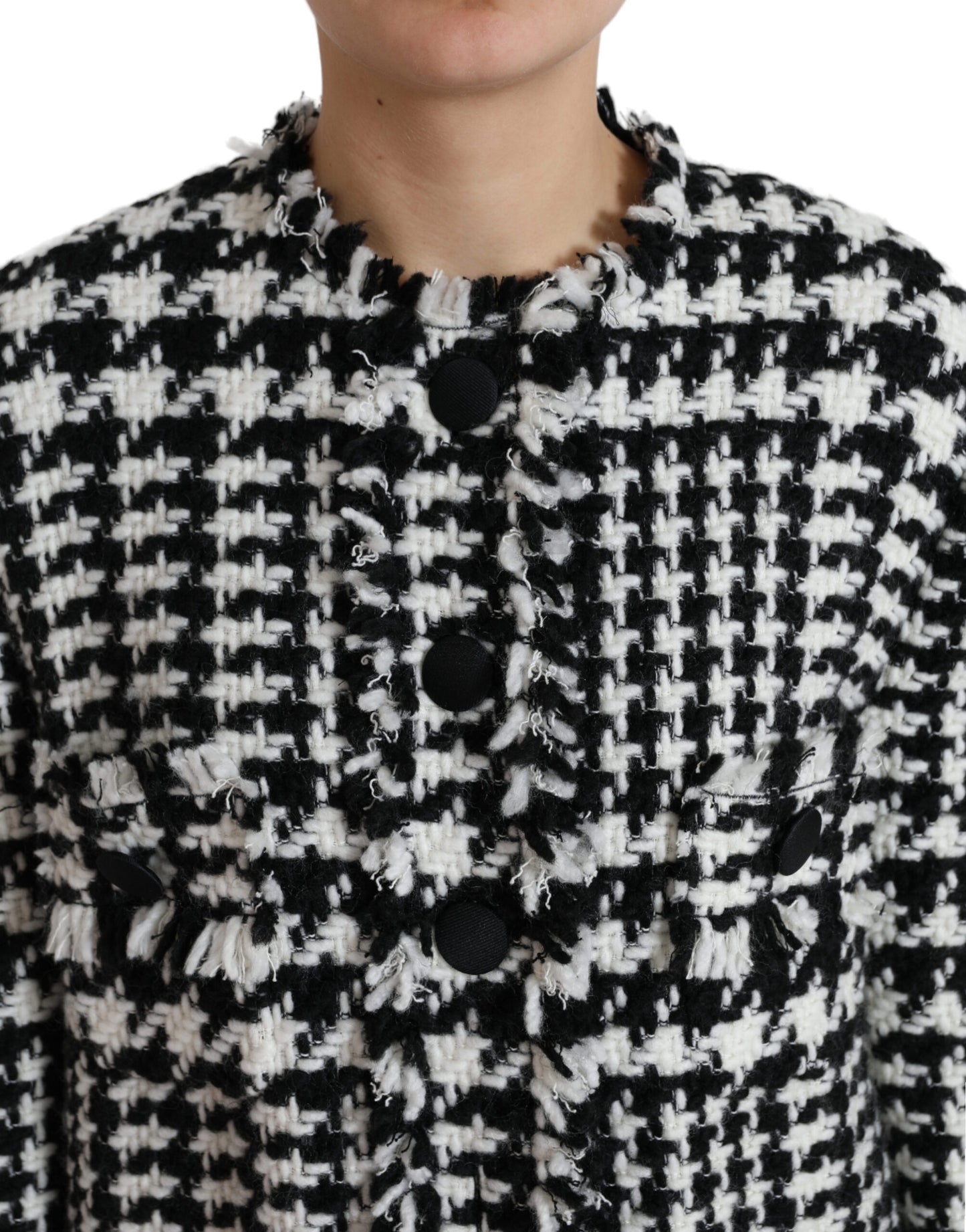 Dolce & Gabbana Women's Elegant Houndstooth Long Trench Coat