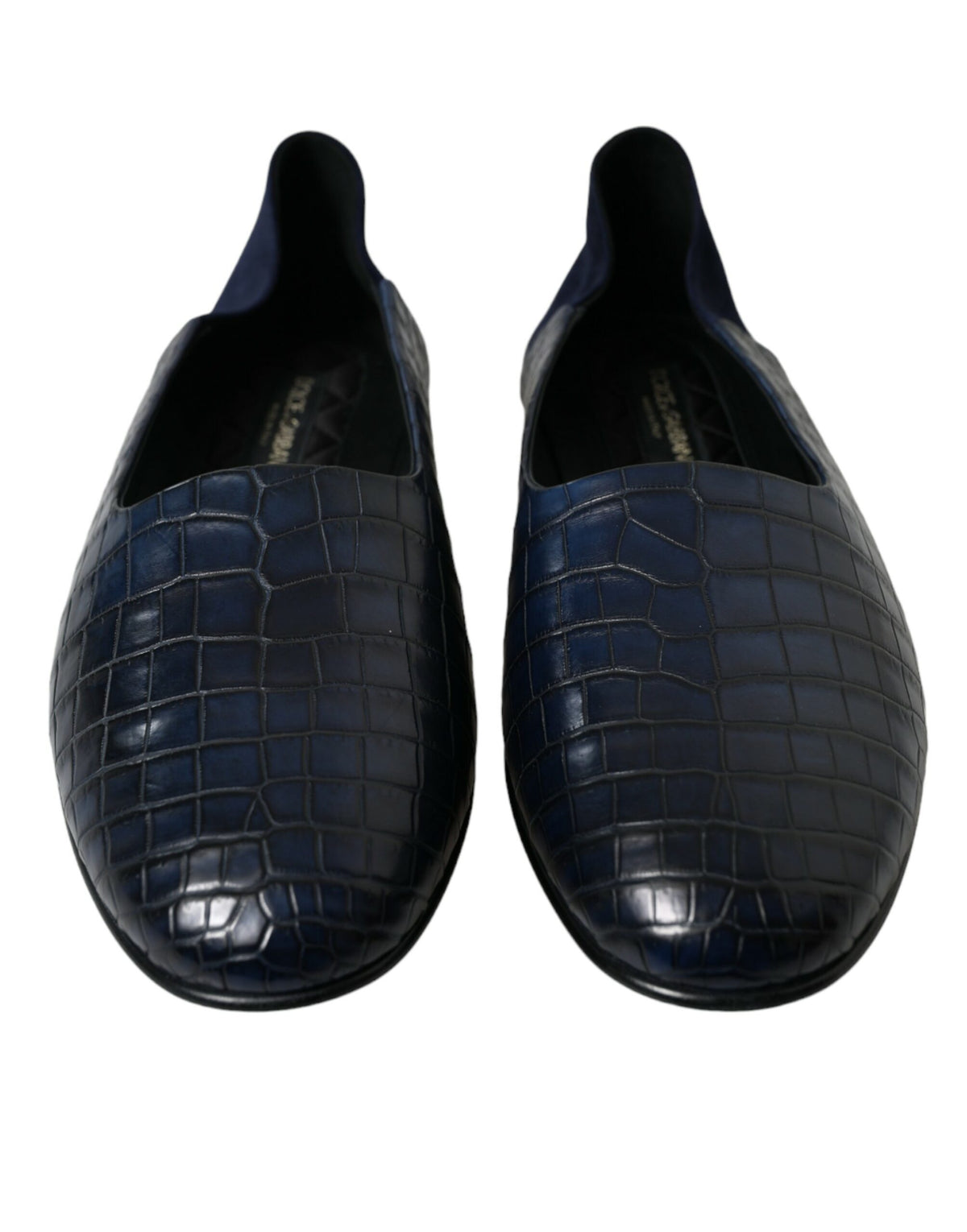 Dolce & Gabbana Men's Crocodile & Goatskin Leather Loafer Slip-On Shoes - Blue Patterned