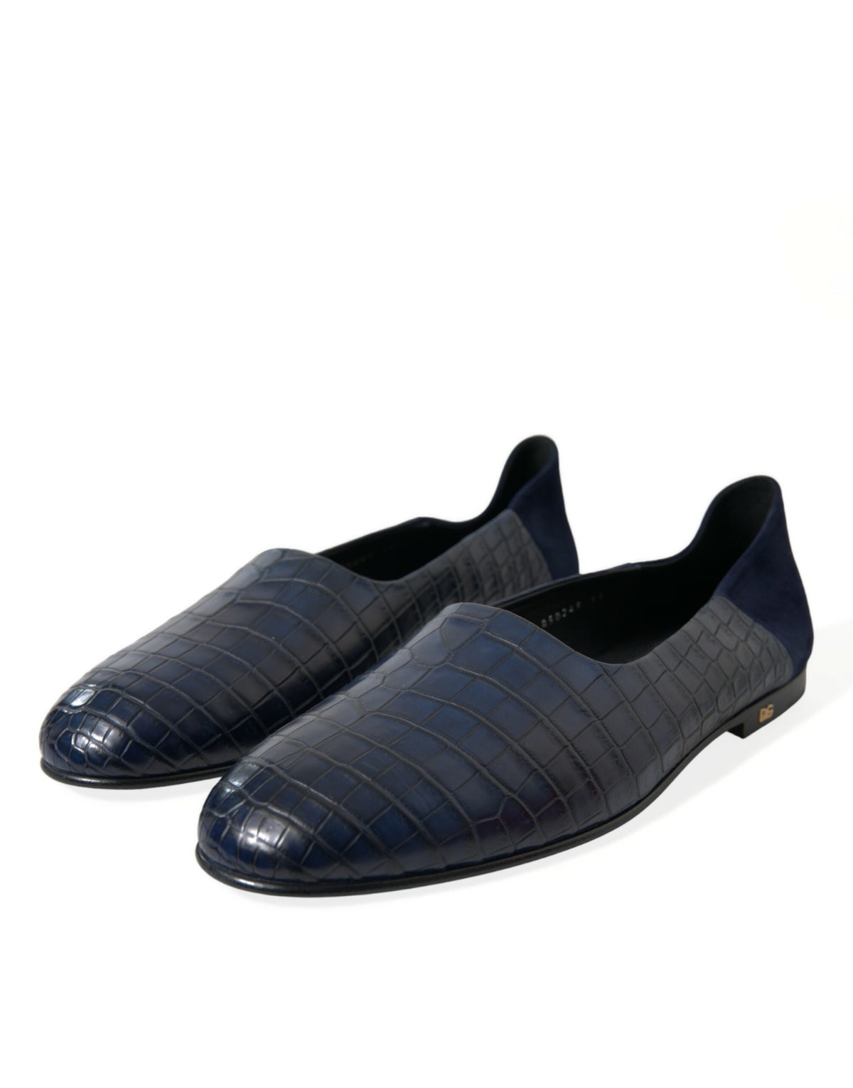 Dolce & Gabbana Men's Crocodile & Goatskin Leather Loafer Slip-On Shoes - Blue Patterned