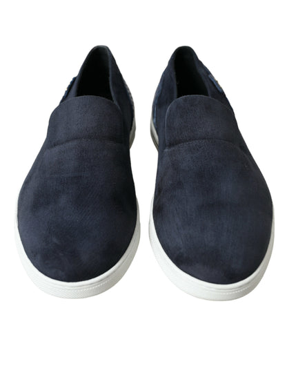 Dolce & Gabbana Men's Caiman Suede Rubber & Lambskin Leather Loafer Shoes - Blue
