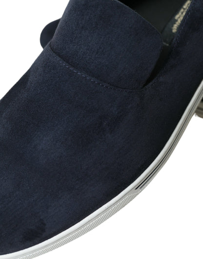 Dolce & Gabbana Men's Caiman Suede Rubber & Lambskin Leather Loafer Shoes - Blue