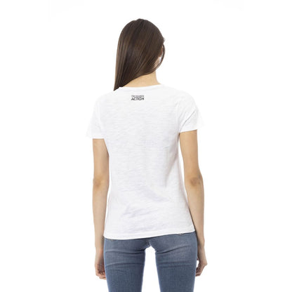 White Cotton Round Neck Short Sleeve T-Shirt