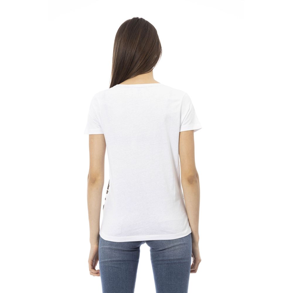 White Cotton Short Sleeve Round Neck T-Shirt