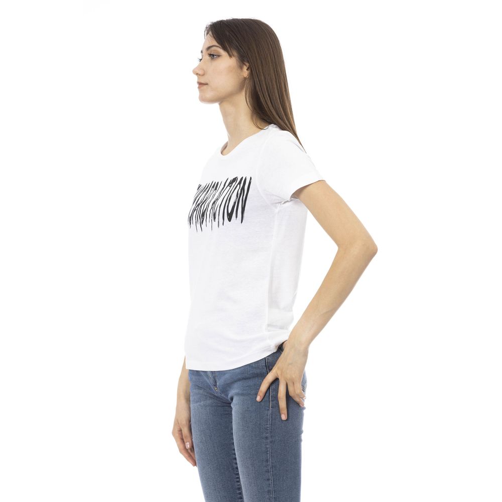 White Cotton Short Sleeve Round Neck T-Shirt