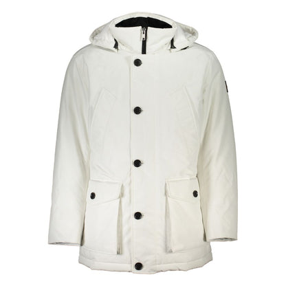 Hugo Boss Men's White Polyamide OSIASS Jacket with Hood