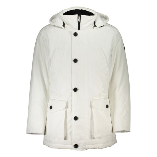 Hugo Boss Men's White Polyamide OSIASS Jacket with Hood