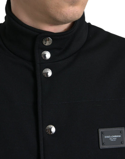 Dolce & Gabbana Men's Black Rayon Buttoned Vest Logo Jacket