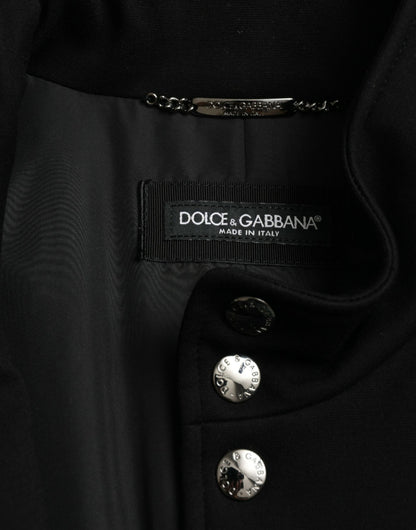 Dolce & Gabbana Men's Black Rayon Buttoned Vest Logo Jacket