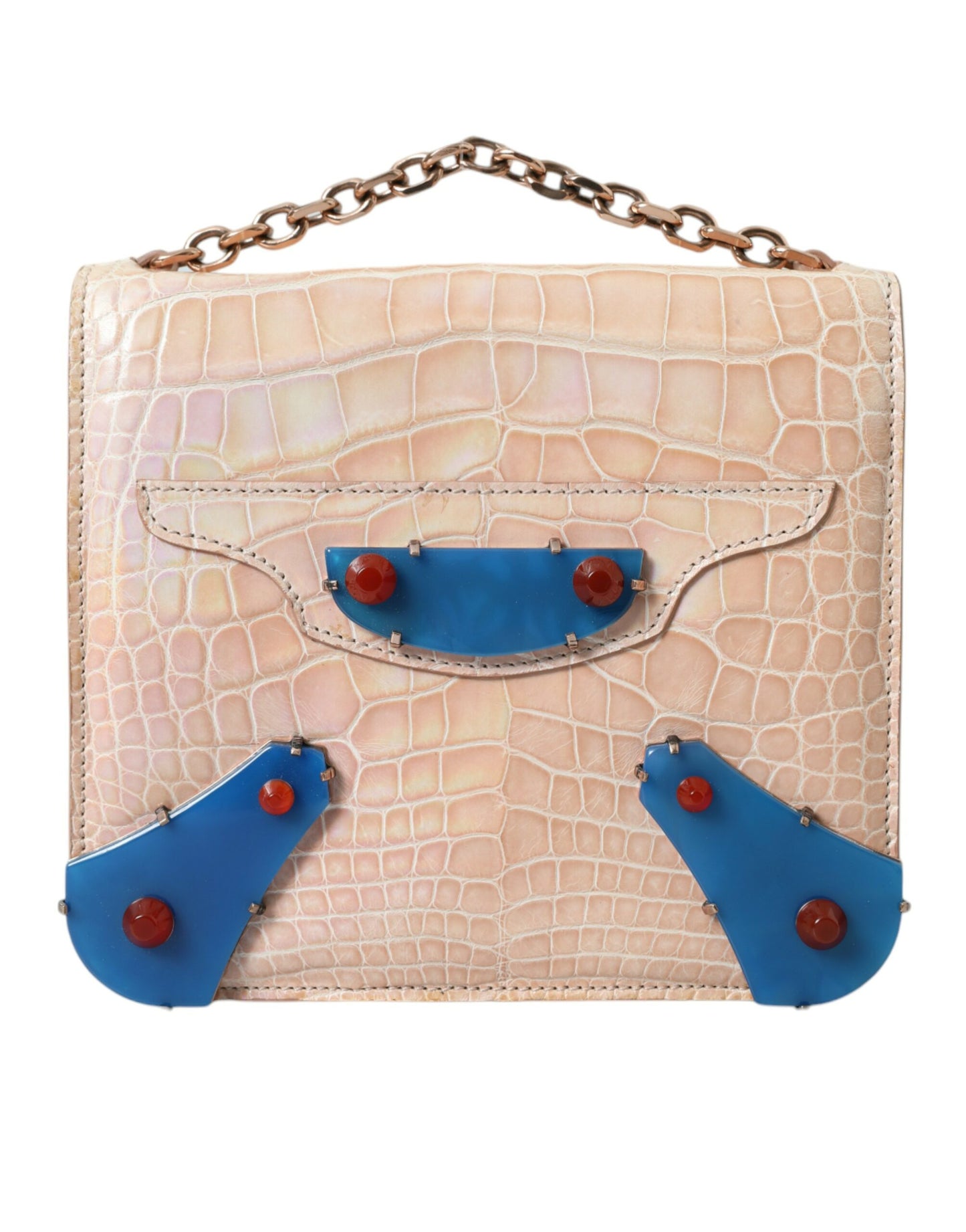 Balenciaga Mini Chain Beige Clutch for Evening Elegance