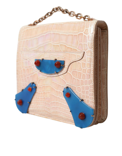 Balenciaga Mini Chain Beige Clutch for Evening Elegance