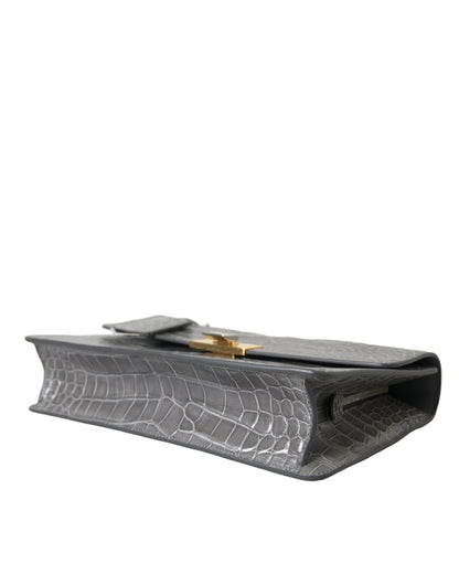 Balenciaga Grey Alligator Leather Medium Shoulder Bag